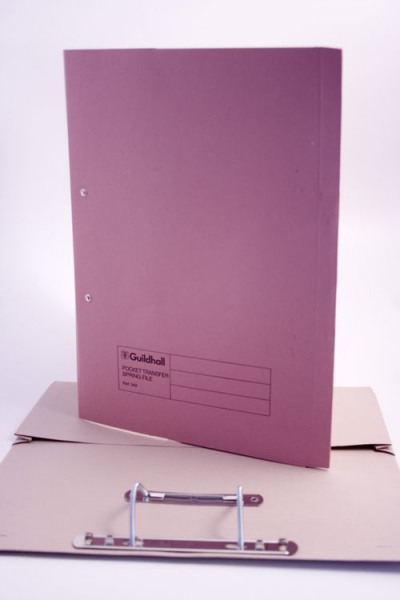 Guildhall Heavyweight Foolscap Transfer Pocket Spiral File Pink