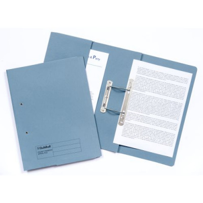 Guildhall Transfer Spring Files with Inside Pocket 315gsm 38mm Foolscap Blue