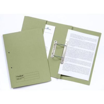 Guildhall Transfer Spring Files with Inside Pocket 315gsm 38mm Foolscap Green