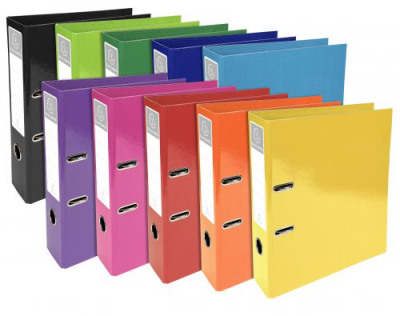 Iderama Lever Arch File 70mm Assorted Metal Finger Pull 2.3mm Board Covered With Dyed Paper Pack 10