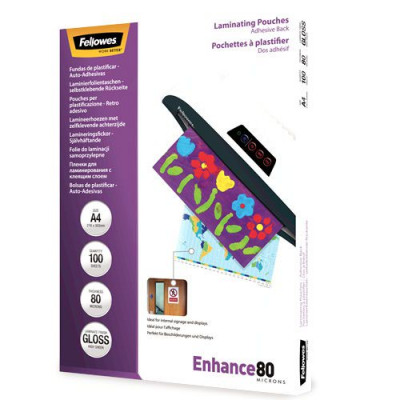 Fellowes Laminator Pouch Self Adhesive A4 80mm Pack 100