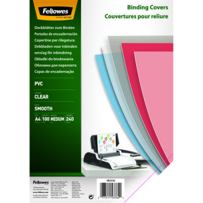 Fellowes Transparent Plastic Covers 240micron Box 100