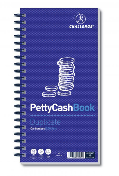 Challenge Petty Cash Book Carbonless Wirebound 200 Sets in Duplicate 280x152mm