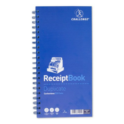Challenge Duplicate Receipt Book Wirebound 4 Sets per Page 200 Receipts 280x152mm