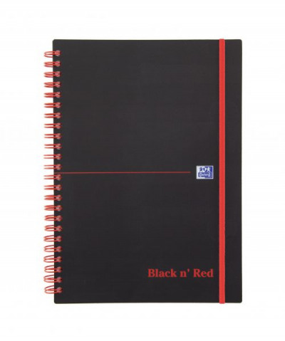 Black N Red Wire Bound Polyproplene Elasticated Notebook A5