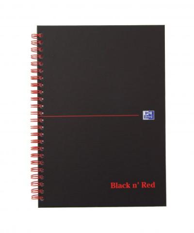 Black N Red Matt Black Wirebound Hardback Notebook Ruled Perforated 140P A5