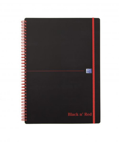 Black N Red Wire Bound Polyproplene Elasticated Notebook A4