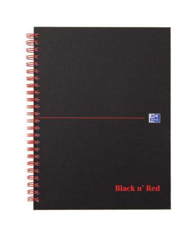 Black N Red Matt Black Wirebound Hardback Notebook Smart Ruled Perforated 140P A5+