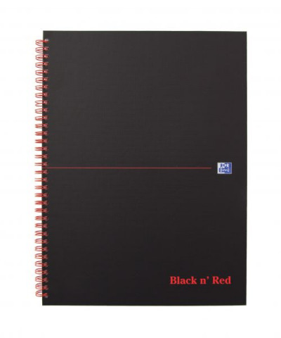 Black N Red Matt Black Wirebound Hardback Notebook Smart Ruled Perforated 140P A4+