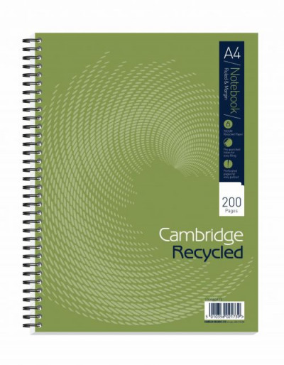 Cambridge Recycled Wirebound Card Cover Notebook 200 Pages A4+
