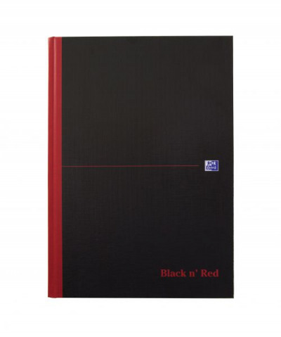 Black n Red Matt Casebound Hardback Notebook Smart Ruled 96P A4