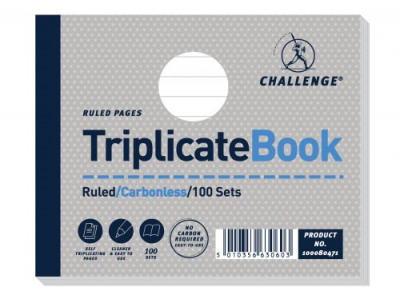 Challenge Ruled Triplicate Book 105x130mm