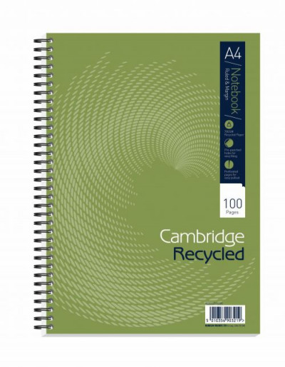 Cambridge Recycled Wirebound Card Cover Notebook 100 Pages