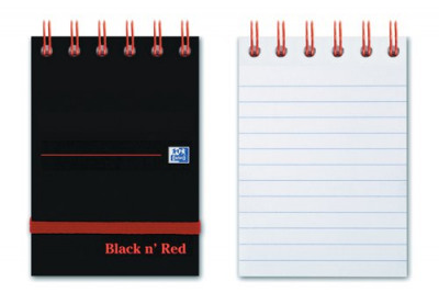 Black N Red Glossy Wirebound Notebook with Elastic Strap Ruled Perforated 140P A7