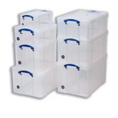 Really Useful Storage Box Plastic Lightweight Robust Stackable 18 Litre 290x465x270mm Clear