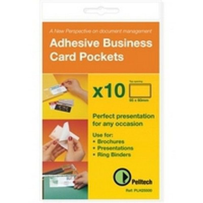 Pelltech Business Card Pocket 60x95mm Open Side Pack of 10