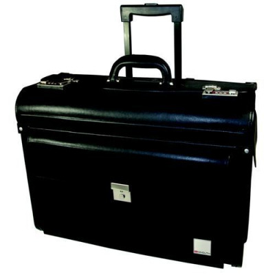Monolith Pilot Case Wheeled PVC Leather-Look Telescopic Handle 480x230x365mm Black