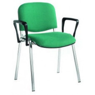 Taurus Chrome Frame Stacking Fabric Chair With Arms Black