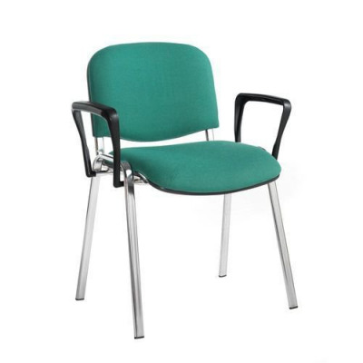 Taurus Chrome Frame Stacking Fabric Chair With Arms Red