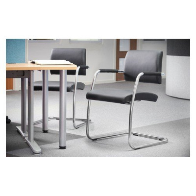 Bruges Meeting Room Cantilever Chair Pack 2 Black Faux Leather