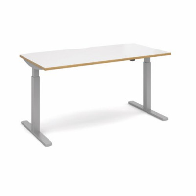 Elev8 Mono Straight Sit-Stand Desk 1600mm X 800mm Silver Frame Beech Top
