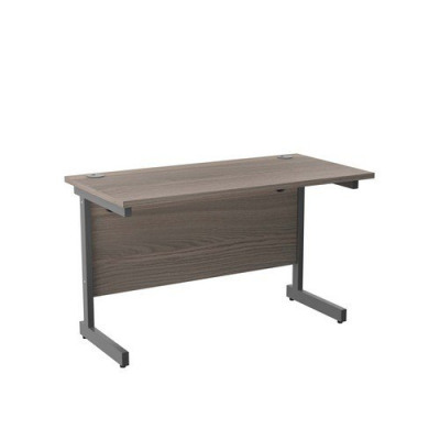 Single Upright Rectangular Desk 1200X600 Grey Oak Silver