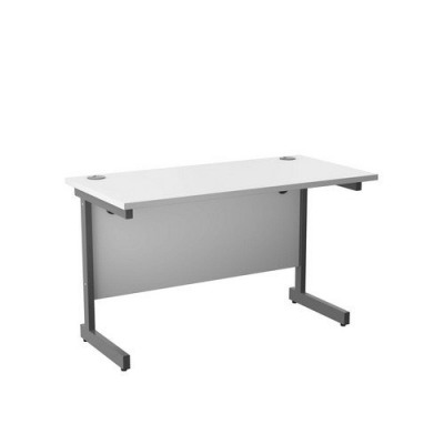 Single Upright Rectangular Desk 1200X600 White Silver