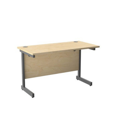 Single Upright Rectangular Desk 1200X600 Maple Silver