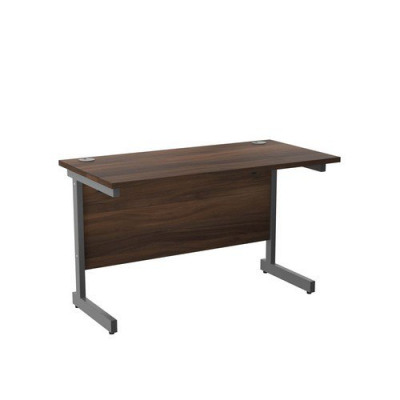 Single Upright Rectangular Desk 1200X600 Dark Walnut Silver