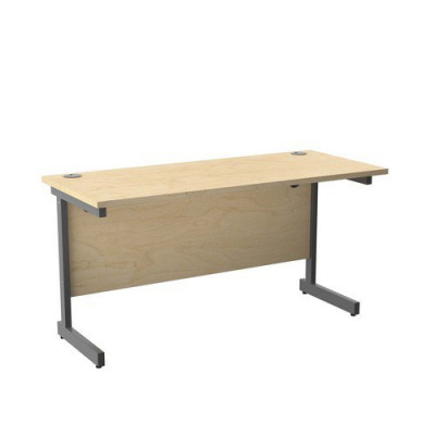 Single Upright Rectangular Desk 1400X600 Maple Silver