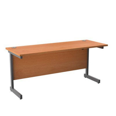 Single Upright Rectangular Desk 1600X600 Beech Silver