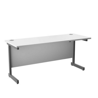 Single Upright Rectangular Desk 1600X600 White Silver