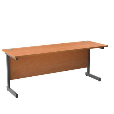 Single Upright Rectangular Desk 1800X600 Beech Silver