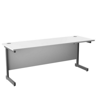 Single Upright Rectangular Desk 1800X600 White Silver