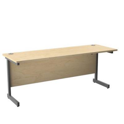 Single Upright Rectangular Desk 1800X600 Maple Silver