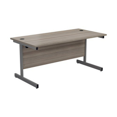 Single Upright Rectangular Desk 1200X800 Grey Oak Silver