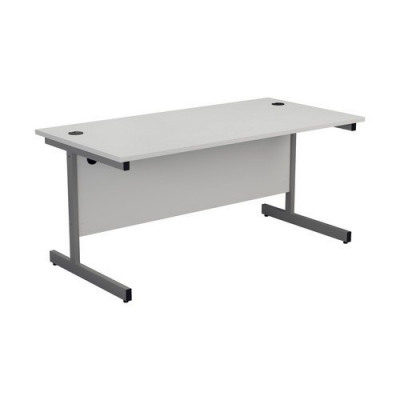 Single Upright Rectangular Desk 1600X800 White Silver