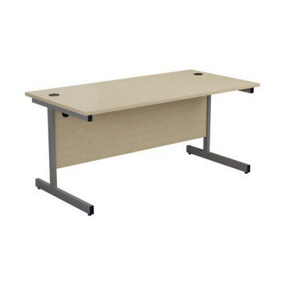 Single Upright Rectangular Desk 1800X800 Maple Silver