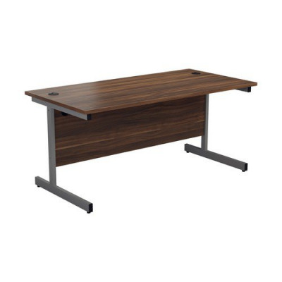 Single Upright Rectangular Desk 1800X800 Dark Walnut Silver
