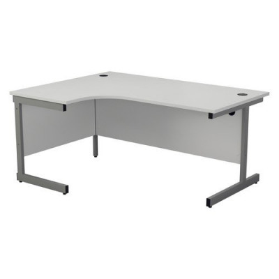 Single Upright Left Hand Radial Desk 1600X1200 White Silver