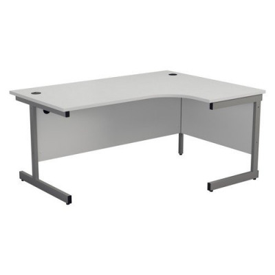 Single Upright Right Hand Radial Desk 1600X1200 White Silver