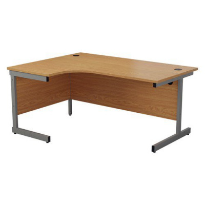 Single Upright Left Hand Radial Desk 1800X1200 Nova Oak Silver