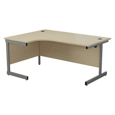 Single Upright Left Hand Radial Desk 1800X1200 Maple Silver