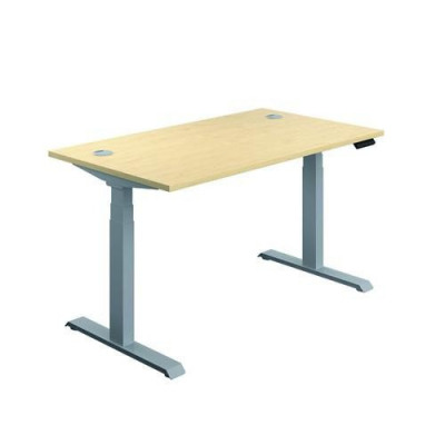 Jemini Sit Stand Desk 1600x800mm Maple/Silver KF809951