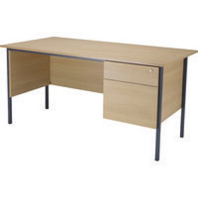 Jemini Ferrera Oak 1500mm Four Leg Desk with Two Drawer Pedestal KF838376