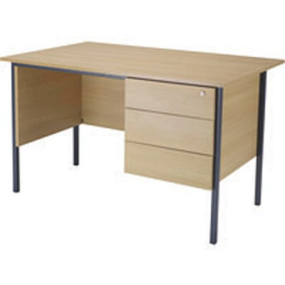 Jemini Ferrera Oak 1200mm Four Leg Desk with Three Drawer Pedestal KF838374