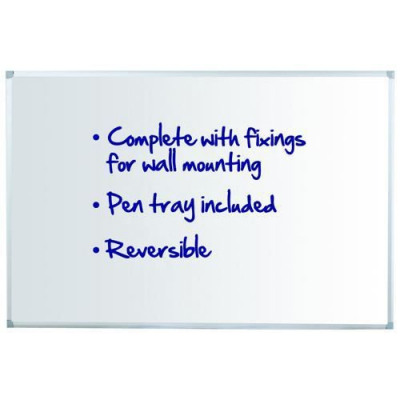 Initiative Reversible Non Magnetic Drywipe Board Aluminium Frame With Pen Tray 1800x1200mm (6x4)
