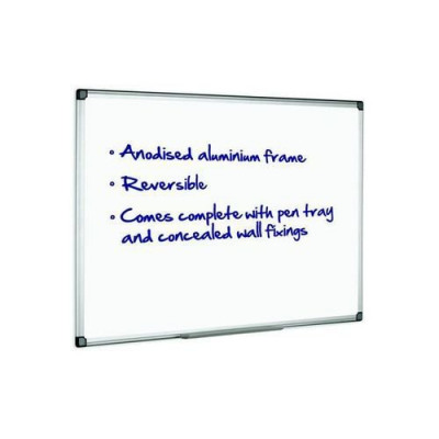 Initiative Magnetic Drywipe Board Anodised Aluminium Frame With Clip-on Pen Tray 900x600mm (3x2)