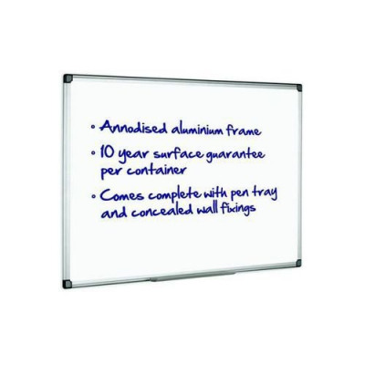 Initiative Magnetic Drywipe Board Anodised Aluminium Frame With Clip-on Pen Tray 1200x900mm (4x3)