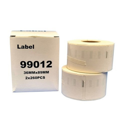 Dymo Compatible 99012 White Large Address Label 89mm x 36mm - 260/roll Pack 2
